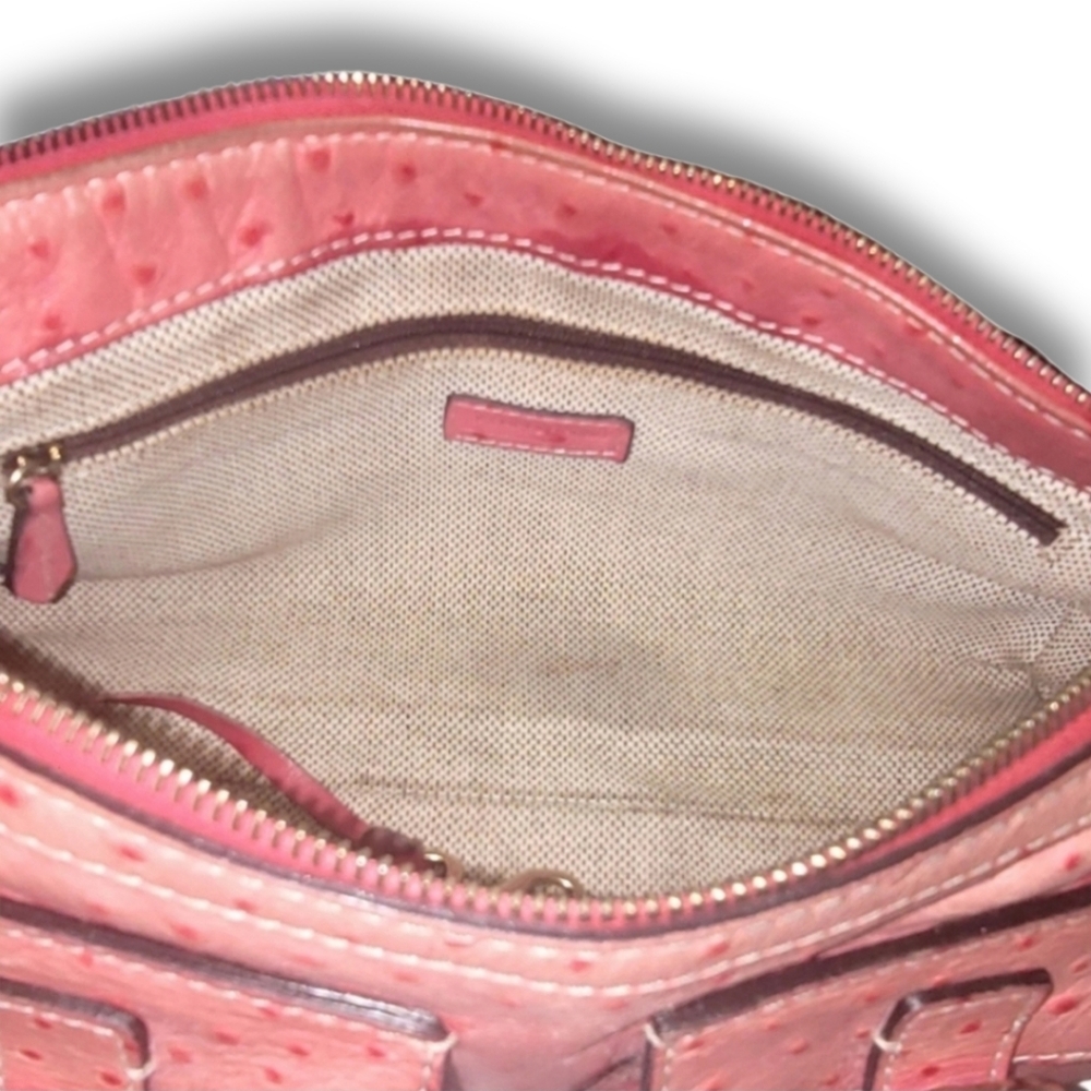 Dooney & Bourke Vintage Pink Ostrich Embossed Barrell Packet Bag - Picture 15 of 16